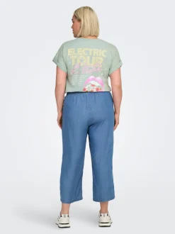 CARCHARIS Cropped Fit Bukser med vide ben