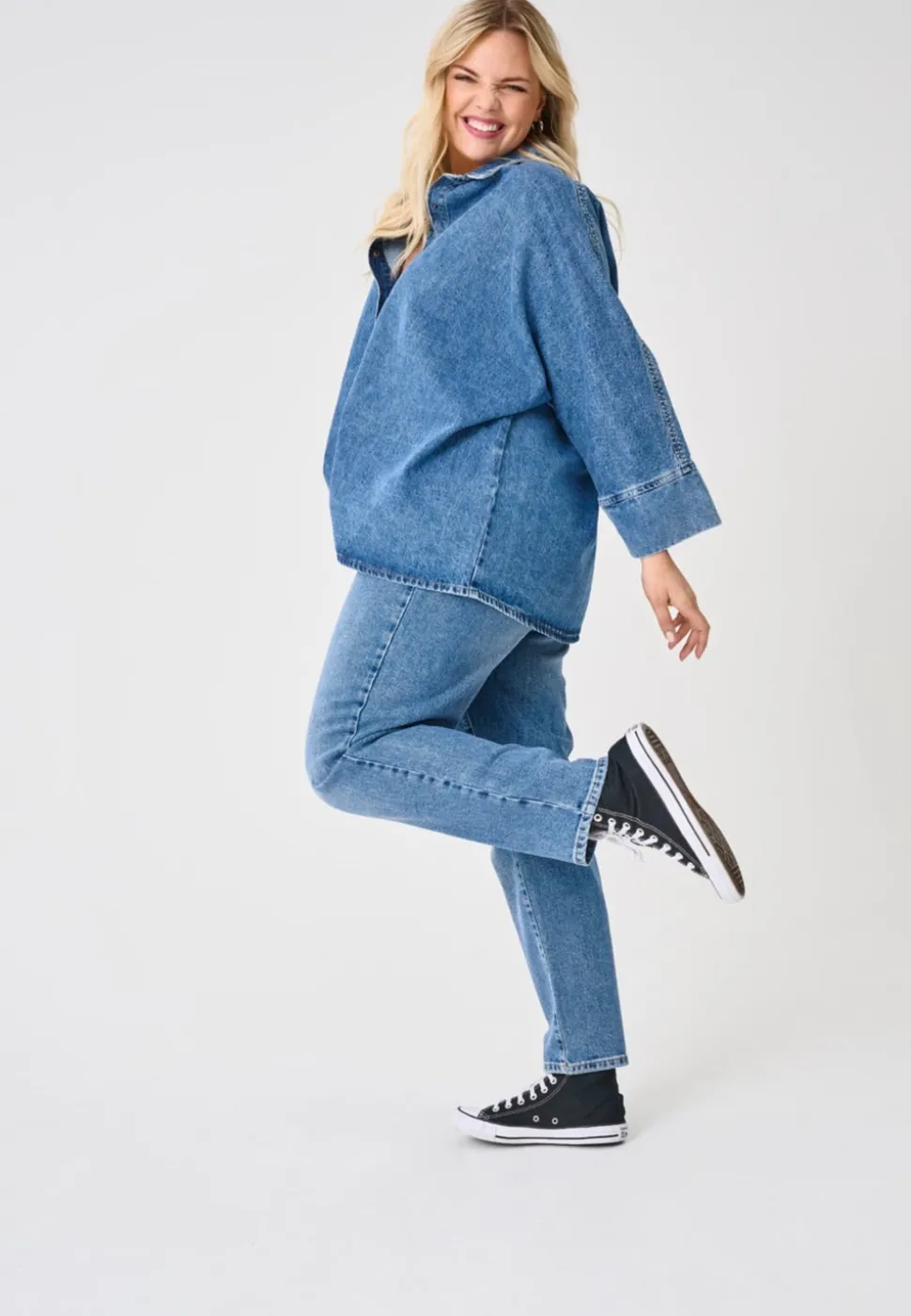 CAREMILY Høy midje Straight Fit Jeans