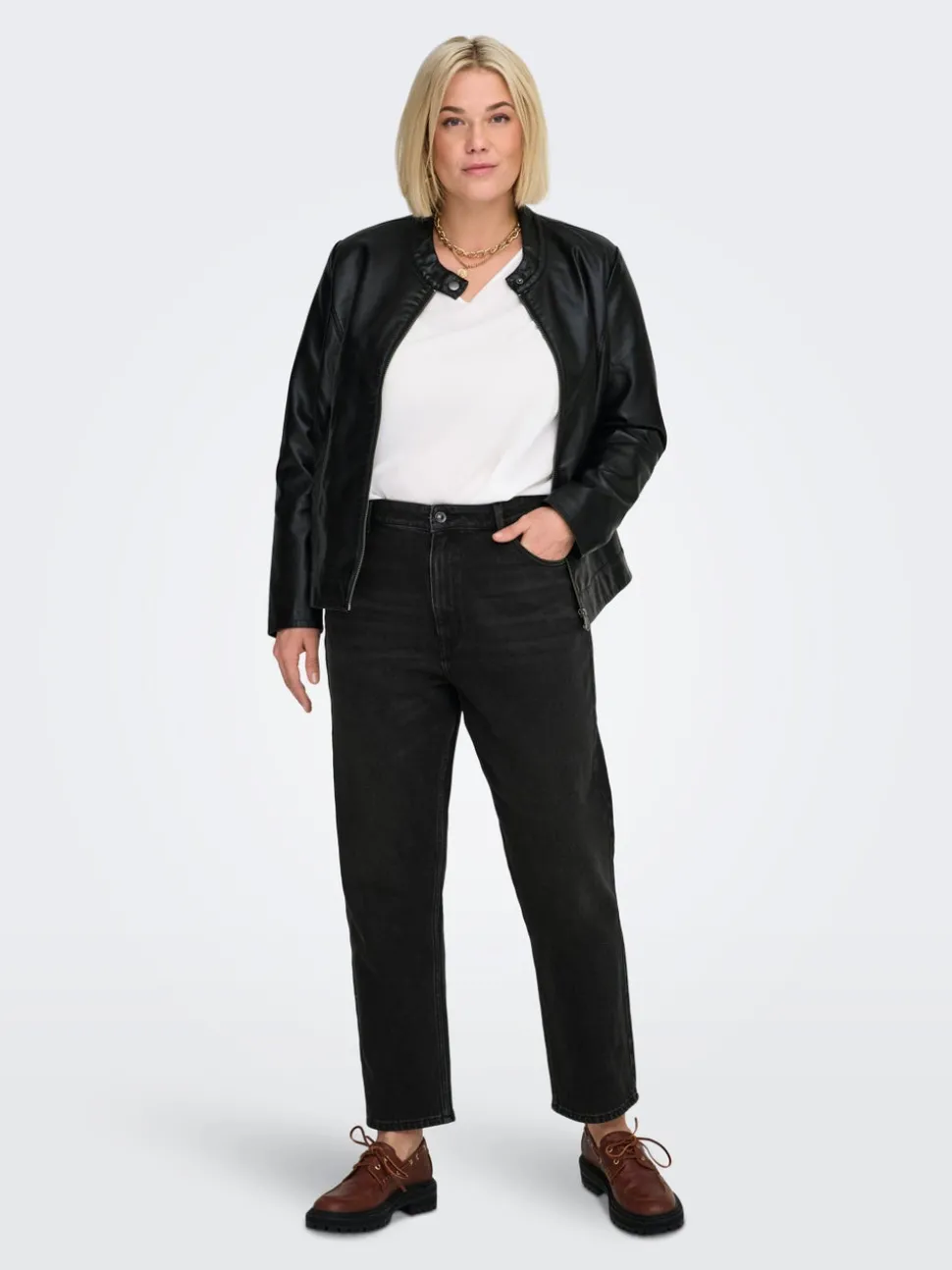 CAREMILY Høy midje Straight Fit Ankellengde Jeans