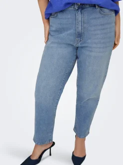 CAREMILYSTRETCH Høy midje Straight Fit Ankellengde Jeans