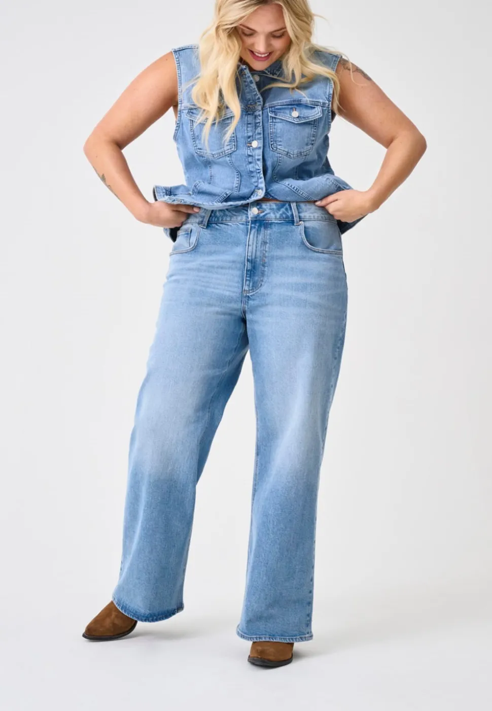 CARJUICY Høy midje Wide Leg Fit Jeans