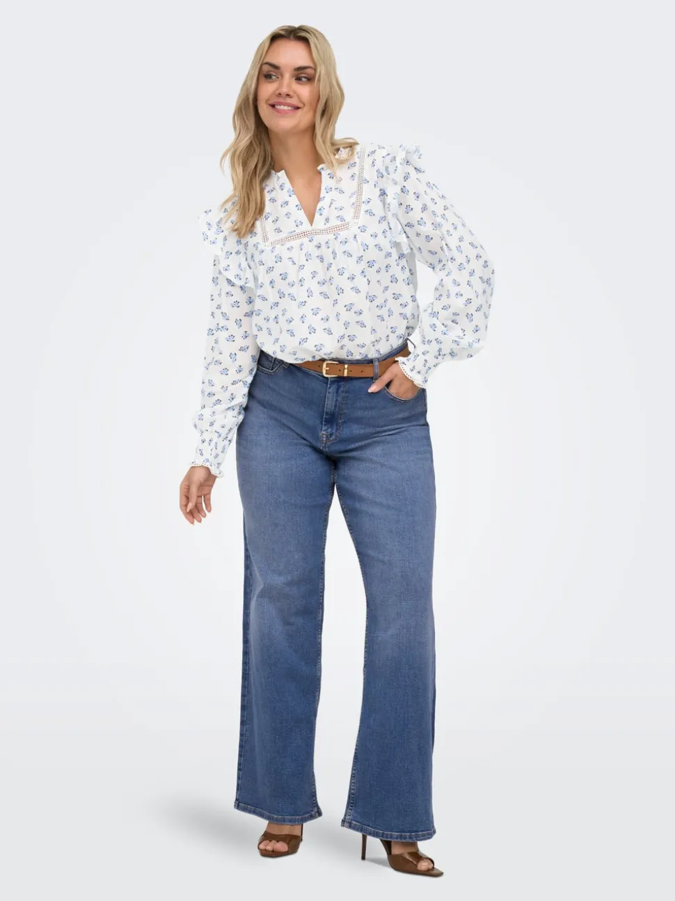 CARJULLES Middels høy midje Wide Leg Fit Jeans