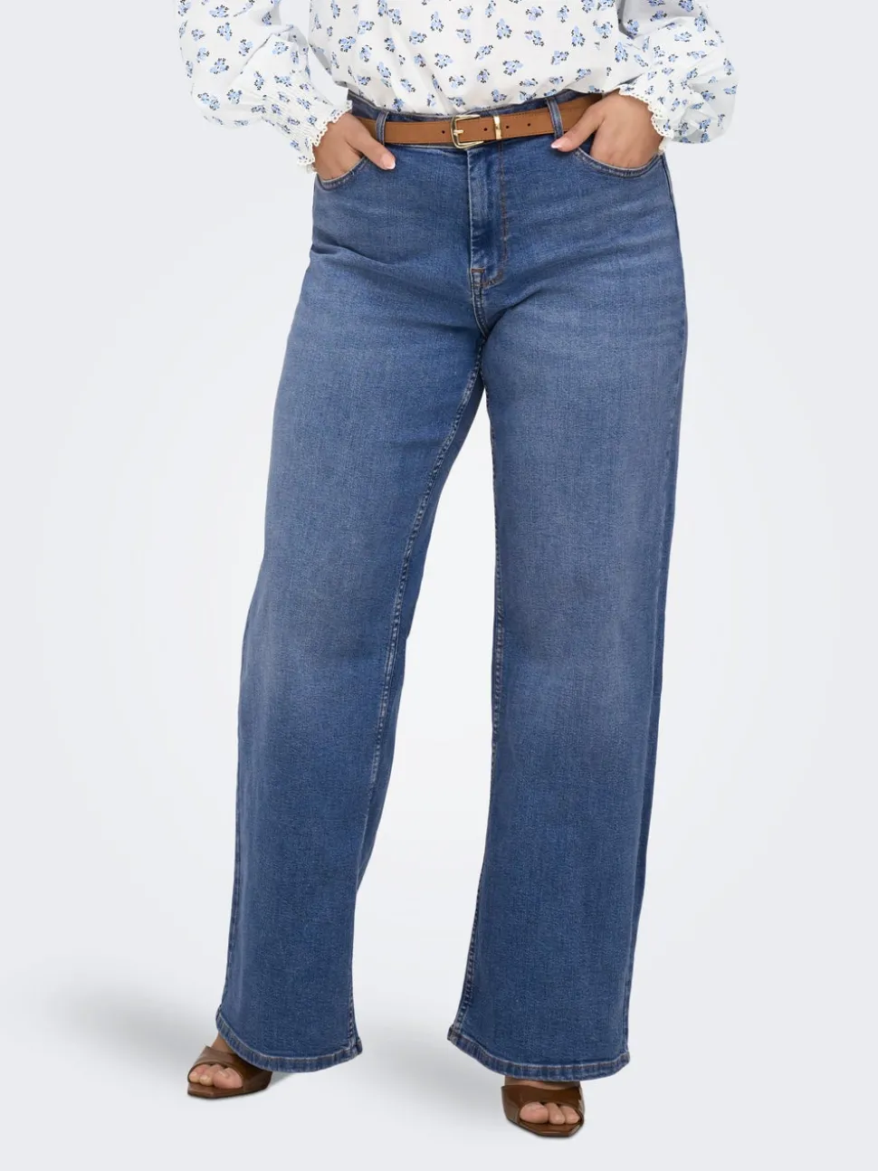CARJULLES Middels høy midje Wide Leg Fit Jeans