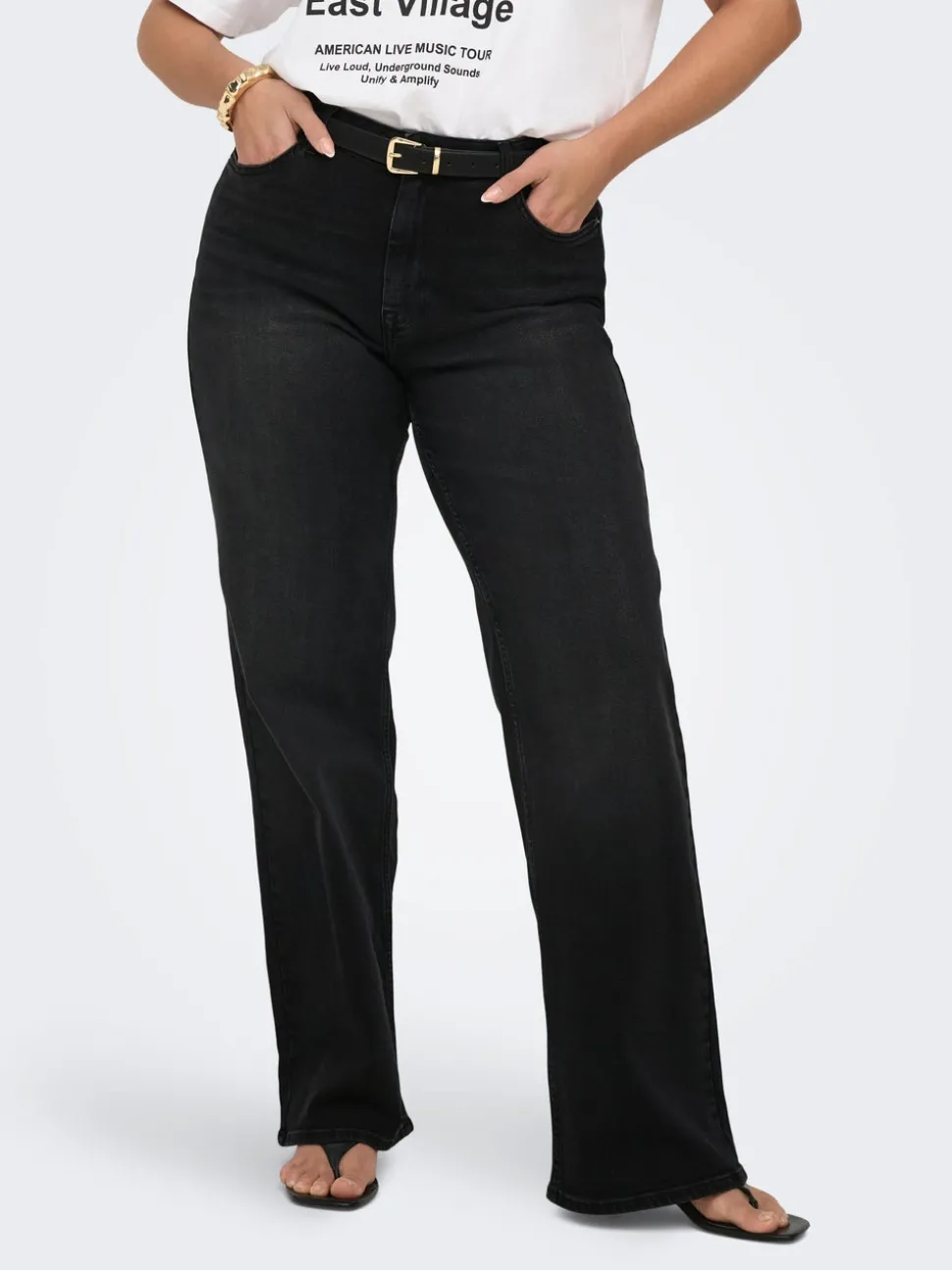 CARJULLES Middels høy midje Wide Leg Fit Jeans