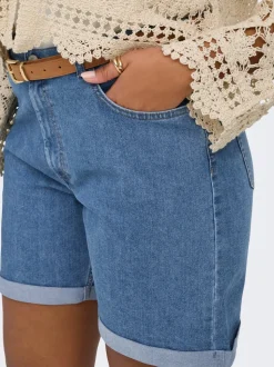 CARLAURA Høy midje Straight Fit denim shorts