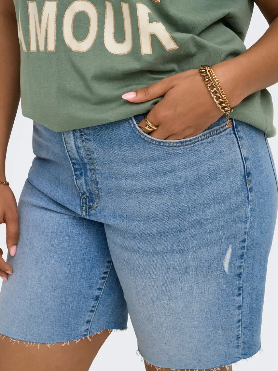 CARTOKYO Høy midje Regular Fit Denimshorts