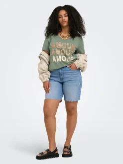 CARTOKYO Høy midje Regular Fit Denimshorts