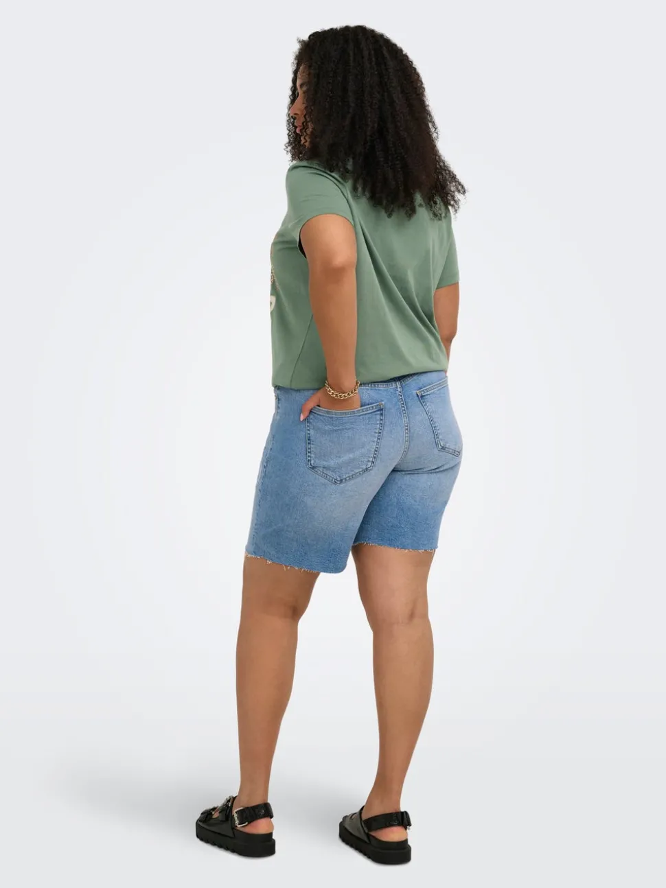CARTOKYO Høy midje Regular Fit Denimshorts