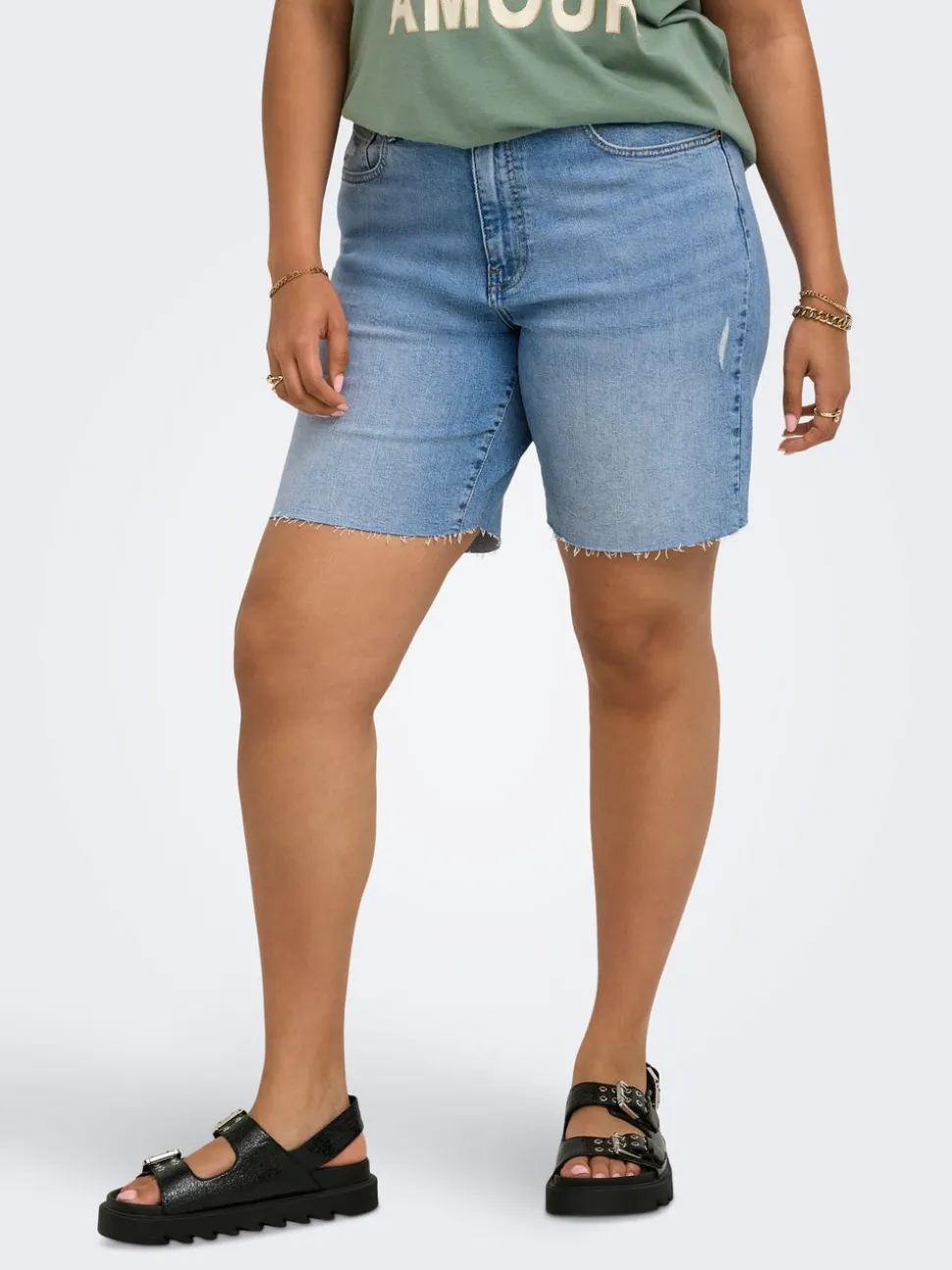 CARTOKYO Høy midje Regular Fit Denimshorts