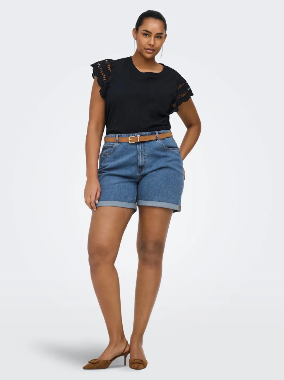 CARVEGA Høy midje Regular Fit Denimshorts