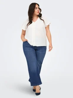 CARWILLY Høy midje Wide Leg Fit Cropped Jeans