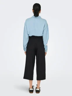 ONLCARO Cropped Fit Lin Bukser med vide ben