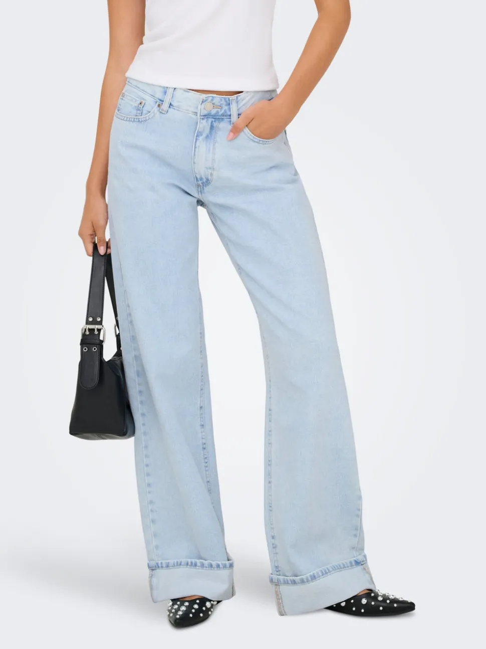ONLELLA Middels høy midje Wide Leg Fit Jeans