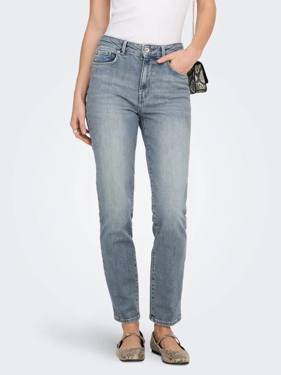 ONLEMILY Høy midje Straight Fit Ankellengde Jeans