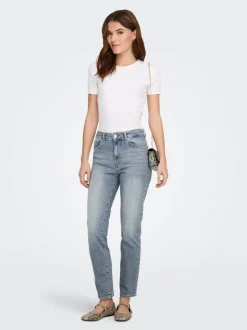 ONLEMILY Høy midje Straight Fit Ankellengde Jeans