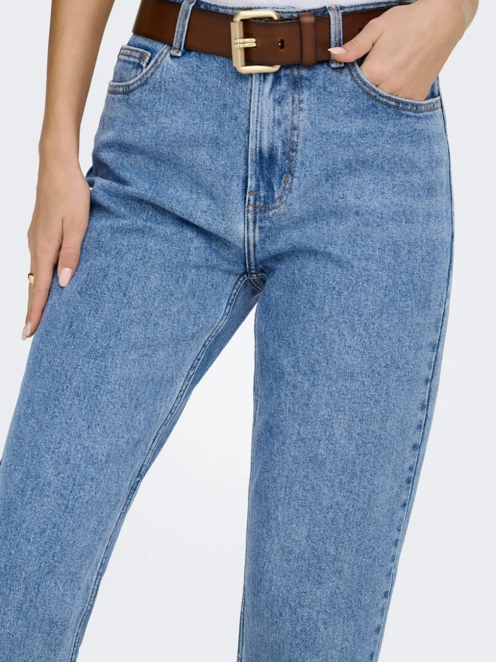 ONLEMILY Høy midje Straight Fit Cropped Jeans