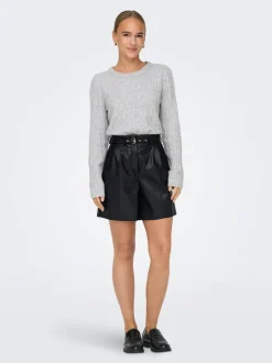 ONLHEIDI Middels høy midje Regular Fit Shorts i kunstskinn