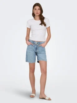 ONLLUMI Middels høy midje Wide Leg Fit Denimshorts