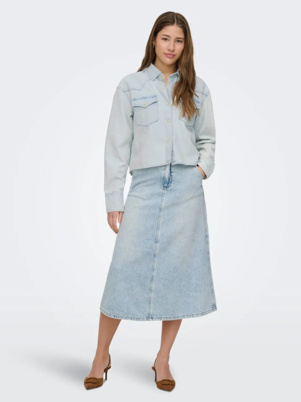 ONLMINDY Denim Denimskjørt Langt skjørt
