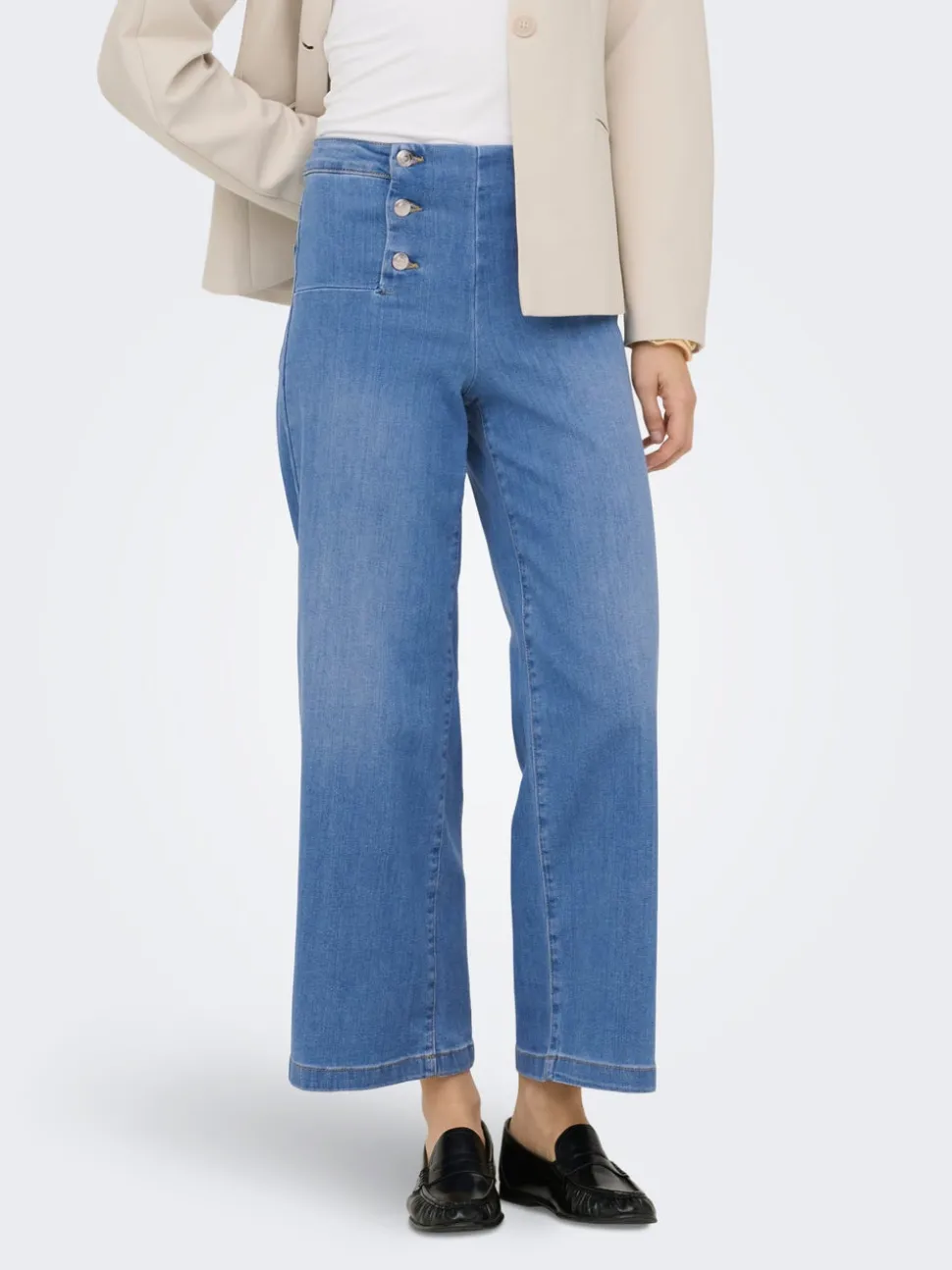 ONLNEW Høy midje Bred passform - beskåret Cropped Jeans