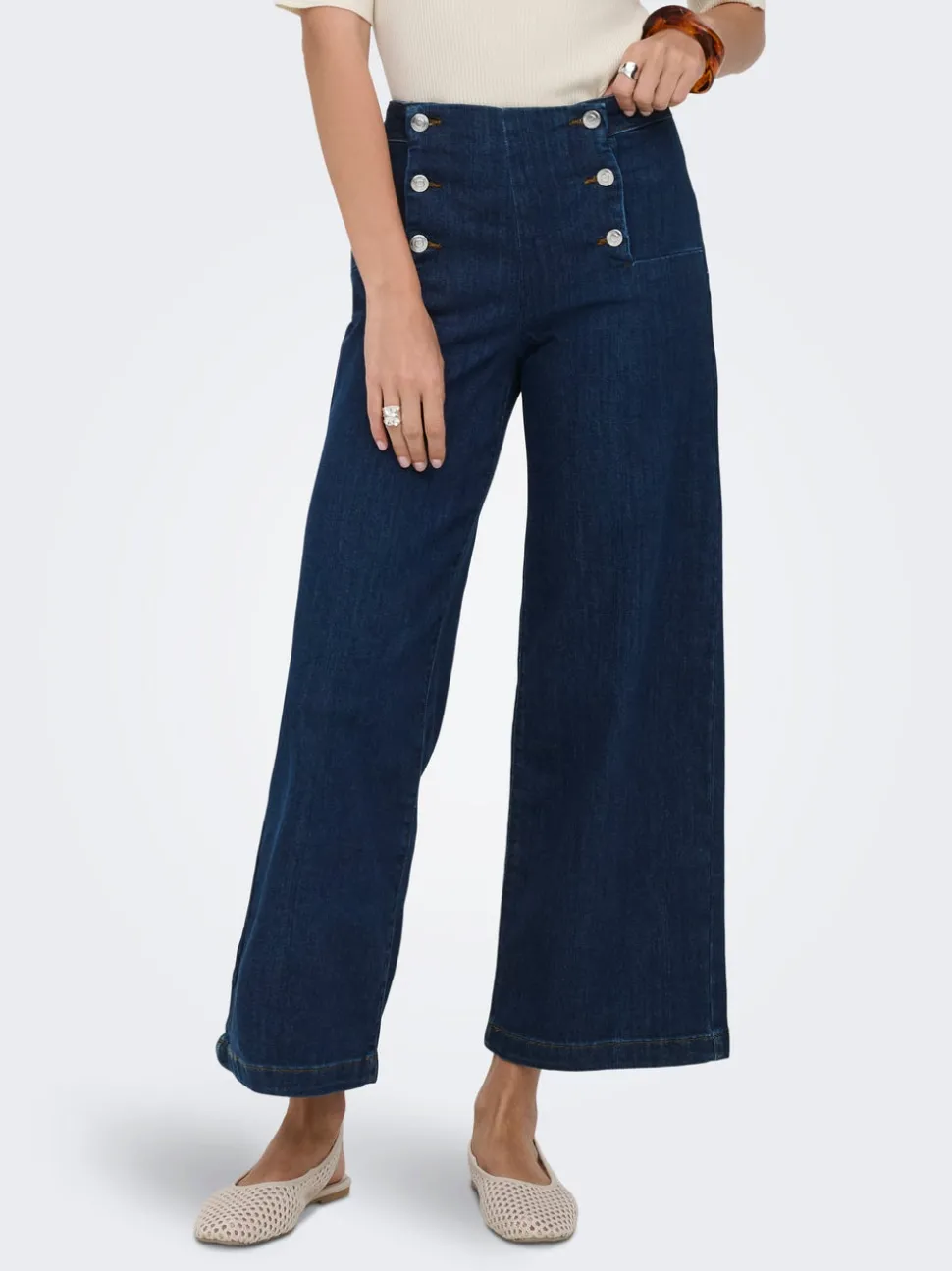 ONLNEW Høy midje Bred passform - beskåret Cropped Jeans