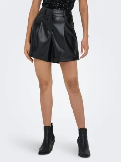 ONLODA Middels høy midje Regular Fit Shorts i kunstskinn
