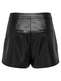 ONLTRICIA Middels høy midje Baggy Fit Shorts i kunstskinn