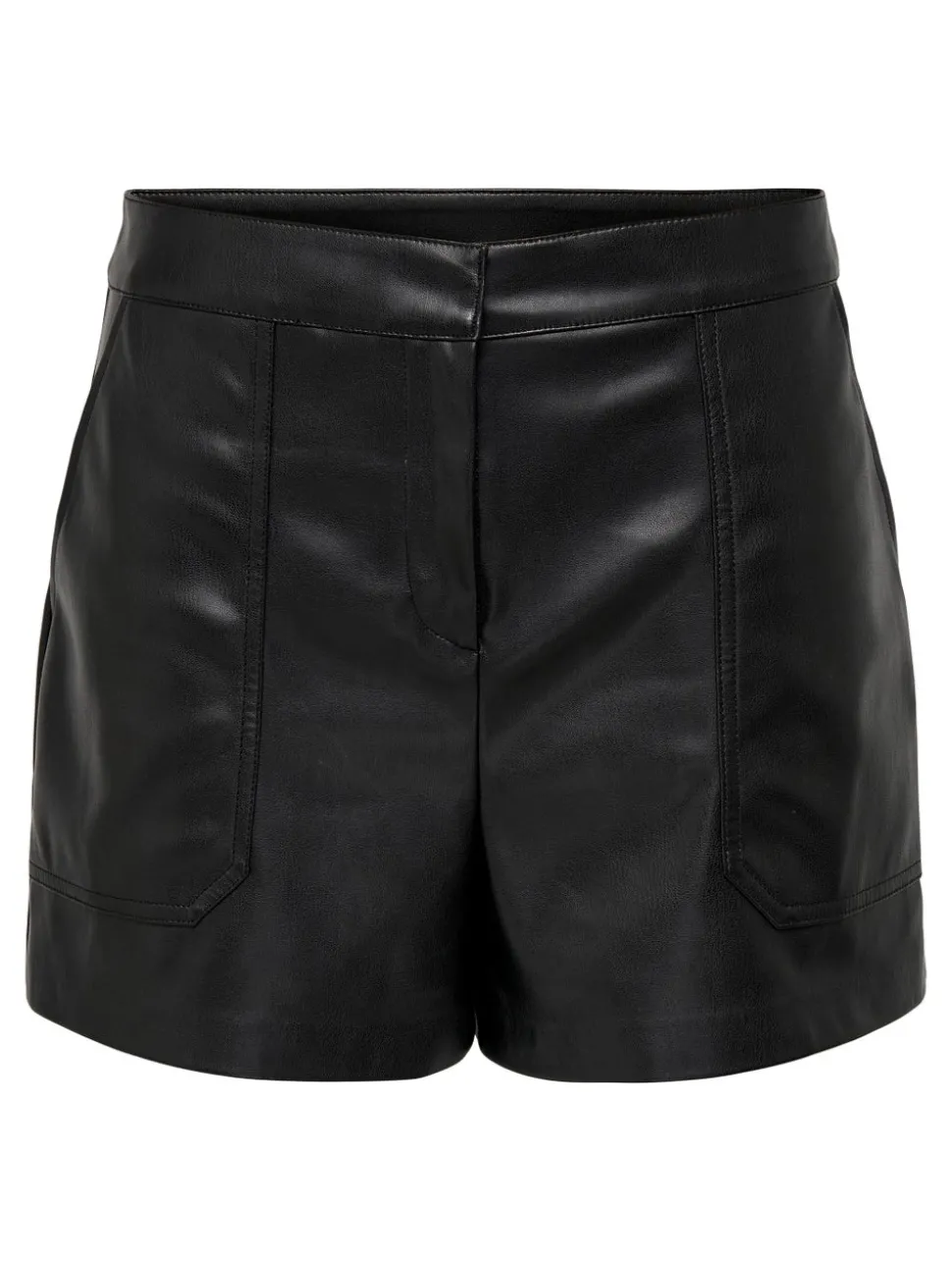 ONLTRICIA Middels høy midje Baggy Fit Shorts i kunstskinn