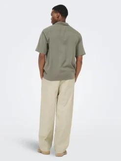 ONSDAVES Wide Leg Fit Lin Bukser