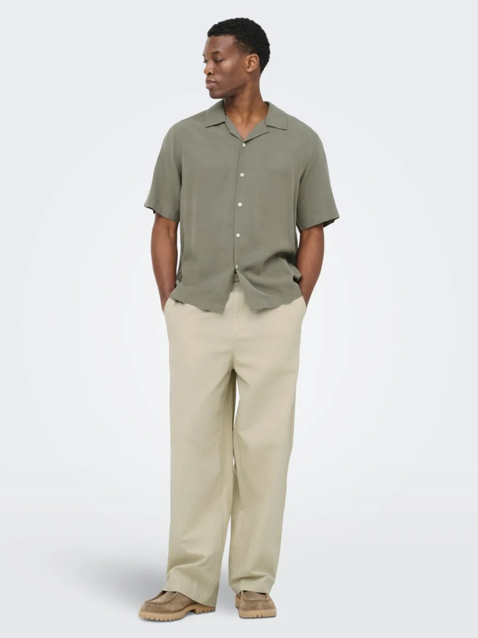 ONSDAVES Wide Leg Fit Lin Bukser