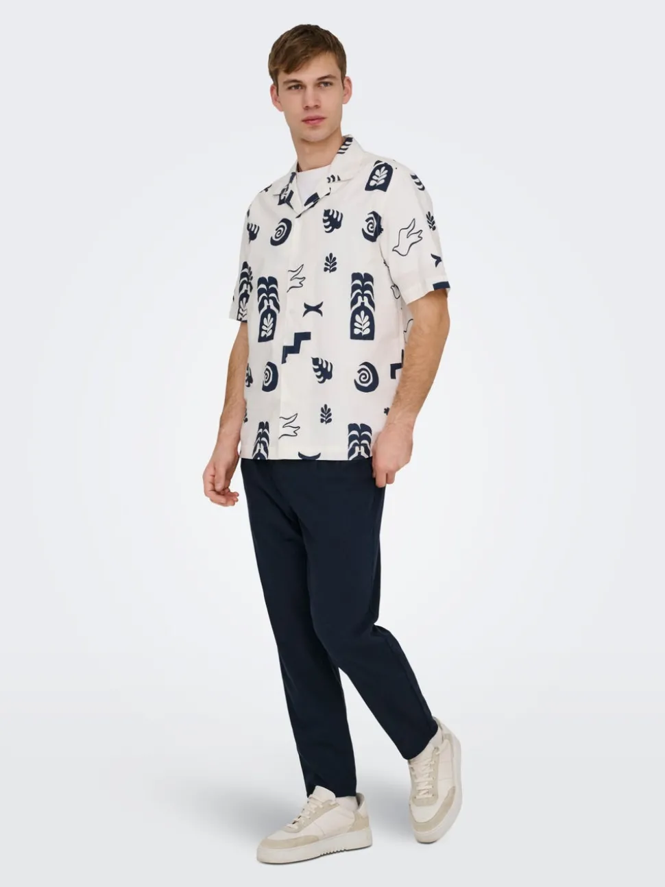 ONSLEO Tapered Fit - Cropped Lin Chinobukse