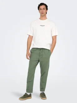 ONSLINUS Tapered Fit Lin Joggebukse