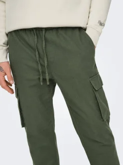 ONSLINUS Tapered Fit Lin Cargobukse